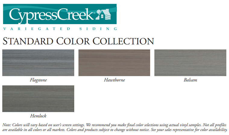 Alside Siding Cypress Creek Color Selection