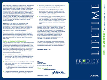 Alside Prodigy Insulated Siding Warranty (PDF)