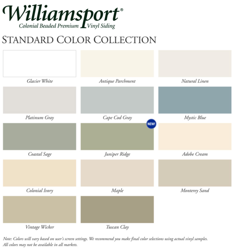 Alside Siding Williamsburg Color Selection