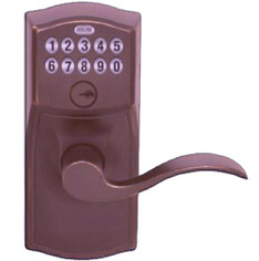 Schlage Electronic Keypad Accent Lever Electronic Lockset Elect-Aged-Bronze